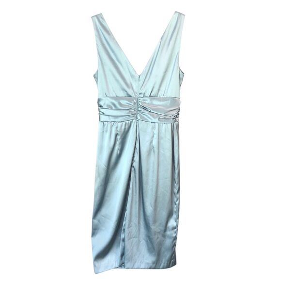 Eliza J Womens Dress Size 10 Sky Blue Satin Cinched Waist - Picture 2 of 4